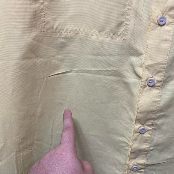 yellow lightweight long sleeve button up two pocket activewear collared shirt - Picture 4 of 8